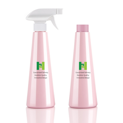 400ML Eco Friendly Spray Bottles , Pink Empty PET Plastic Bottles With Trigger Sprayer
