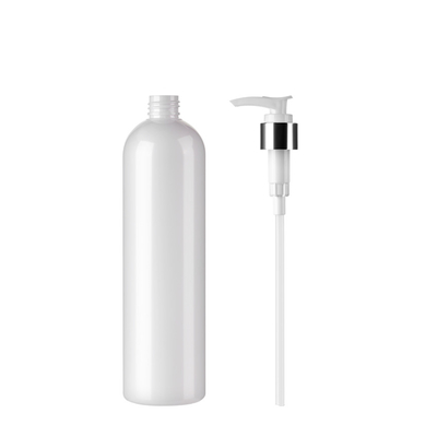 16 Oz Empty Shampoo Bottles White 480ml With Silver Collar Pump