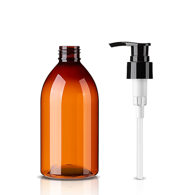 250ML 30%PCR Amber Plastic Shampoo Bottles With  Black Pump Lotion Top