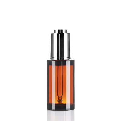 30ml Cosmetic Bottles Thick Wall Pet Amber Plastic Bottles With Dropper