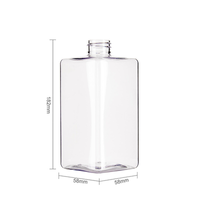 Square Clear Plastic Shampoo Bottles With Pump Personal Care Packaging 500ml