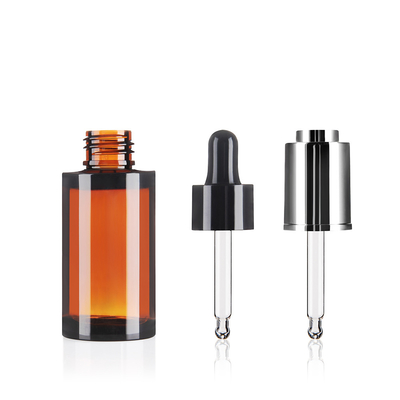 30ml Cosmetic Bottles Thick Wall Pet Amber Plastic Bottles With Dropper