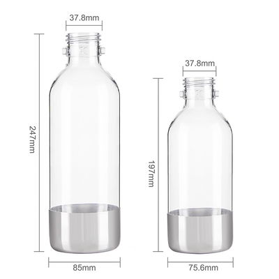 Refillable Clear Soda Maker Bottle With Stainless Steel Cap And Base