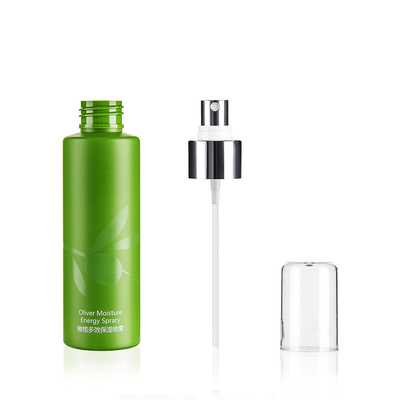 Plastic 4 OZ Matte Cosmetic PET Bottles Custom Color With Silver Pump