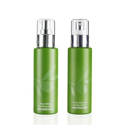 Plastic 4 OZ Matte Cosmetic PET Bottles Custom Color With Silver Pump
