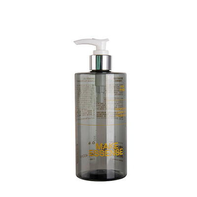 400ml Transparent Gray Shampoo Bottle With Electroplated Aluminum Pump