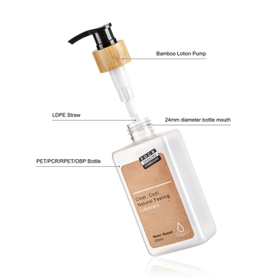 Square Plastic 200ml Shampoo Bottle Sticker Label With Bamboo Sleeve