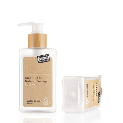 Square Plastic 200ml Shampoo Bottle Sticker Label With Bamboo Sleeve