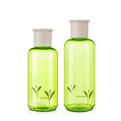 Green Tea Plastic Bottle With Screw Cap For Balancing Moisturizing Lotion 2-Piece Set