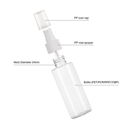 100ml OEM ODM Clear Plastic Spray Bottles With Over Cap For Travel