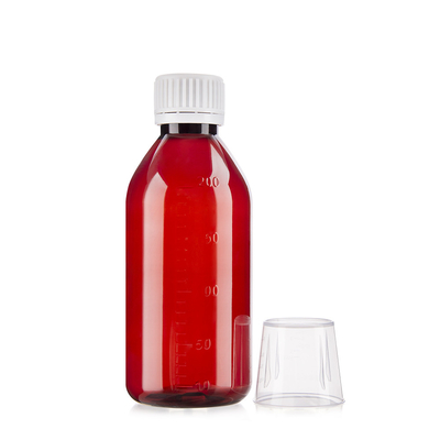 4 oz Amber Graduated Oval Liquid Medicine Bottles With Child-Resistant Caps