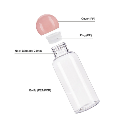 100ml Custom Cosmetic Bottles With Pink Round Screw Cap For Toner