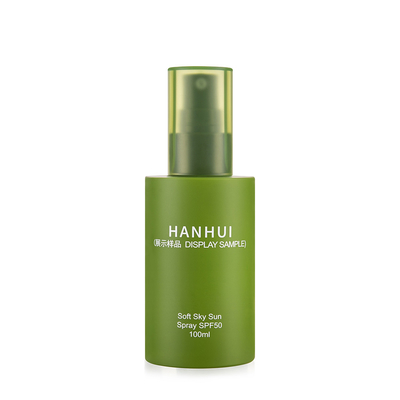 Custom Green Plastic Spray Bottles With Green Cap 100ML Luxurious Height 91.5 MM Sample Provided
