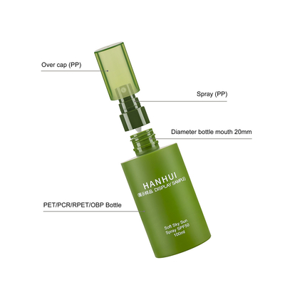 Custom Green Plastic Spray Bottles With Green Cap 100ML Luxurious Height 91.5 MM Sample Provided