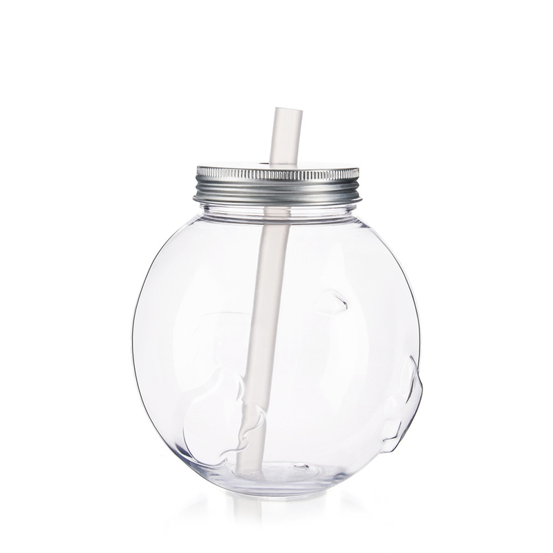 500ML PET Clear Cute Fat Chicken Shape Milk Tea Plastic Cup For Summer Cold Drinks